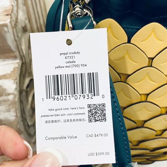 Kate Spade Pineapple Crossbody Bucket Bag Amazing Colada Novelty yellow green - Picture 4 of 14